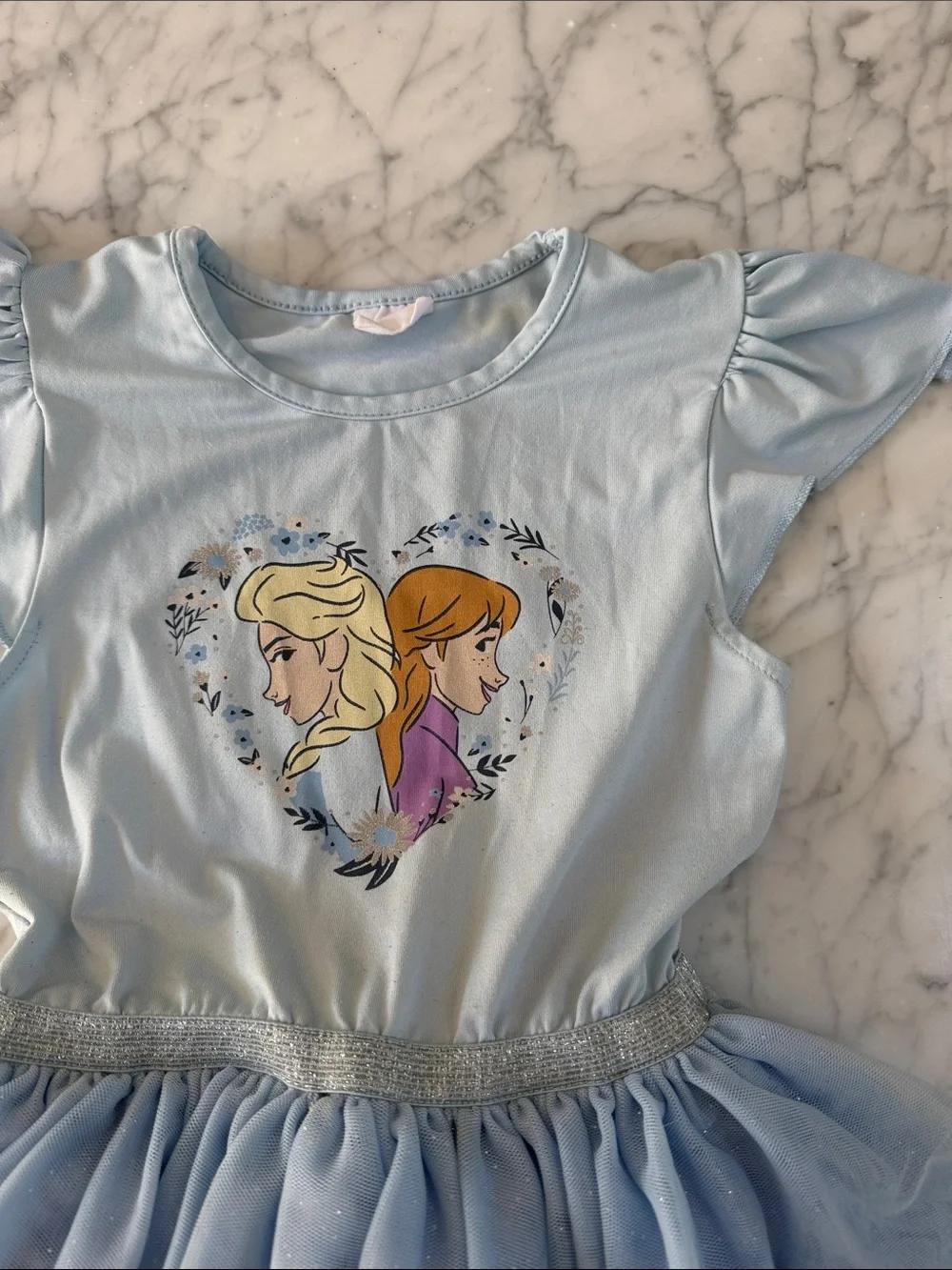 Elsa Anna Frozen Dress Sz 6T Tulle Flutter Sleeve